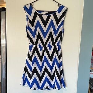 Women’s Charlotte Russe Juniors Chevron Patterned Blue and Black Dress
